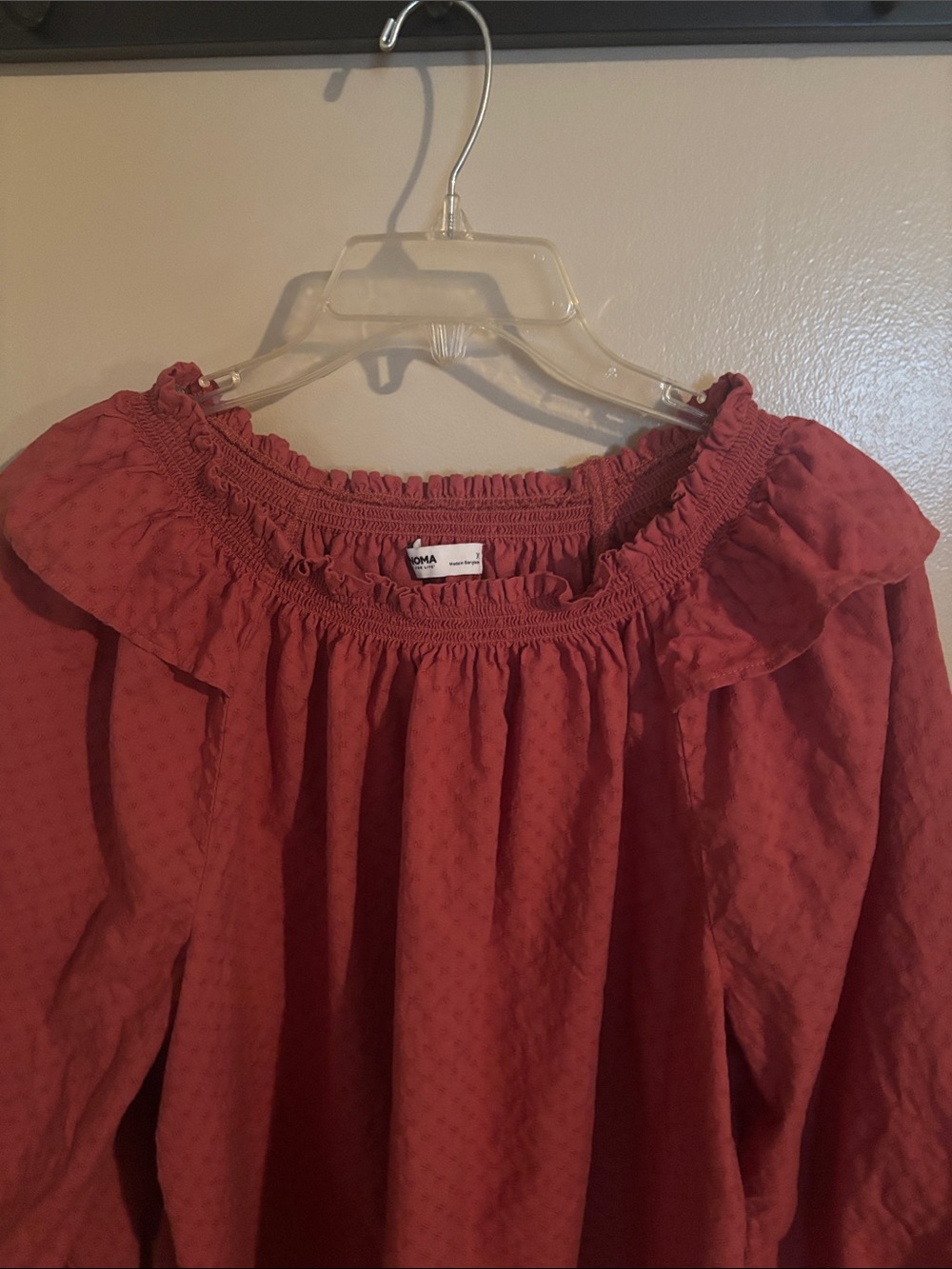 Sonoma Boho Raspberry Red Ruffle Blouse - Picture 2 of 6